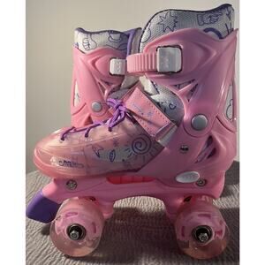 Girls Nattork Pink Adjustable Roller Skates Size 1Y-4Y
